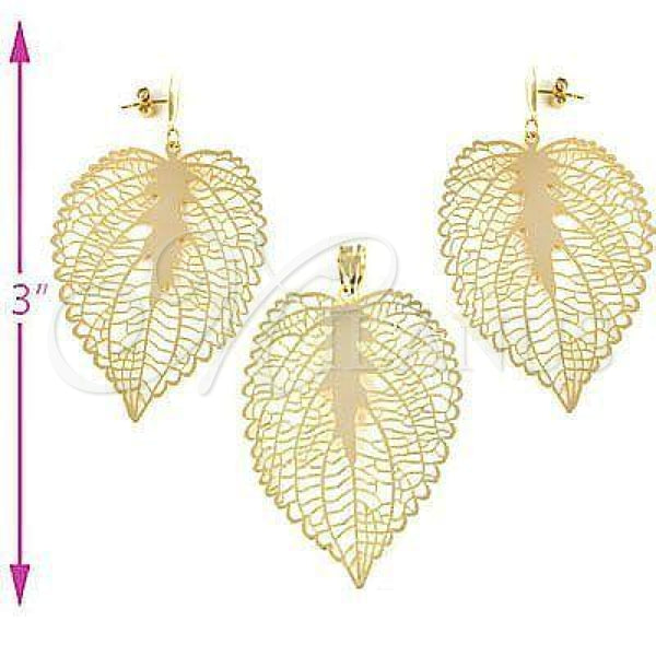 Oro Laminado Earring and Pendant Adult Set, Gold Filled Style Polished, Golden Finish, 10.63.0360 Set