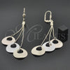 Oro Laminado Long Earring, Gold Filled Style Diamond Cutting Finish, Tricolor, 5.102.005