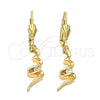 Oro Laminado Dangle Earring, Gold Filled Style with White Cubic Zirconia, Polished, Golden Finish, 02.63.1519