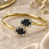 Oro Laminado Individual Bangle, Gold Filled Style with Black Cubic Zirconia, Polished, Golden Finish, 5.231.010 (05 MM Thickness, One size fits all)