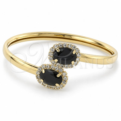 Oro Laminado Individual Bangle, Gold Filled Style with Black Cubic Zirconia, Polished, Golden Finish, 5.231.010 (05 MM Thickness, One size fits all)