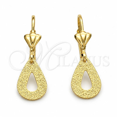 Oro Laminado Dangle Earring, Gold Filled Style Teardrop Design, Matte Finish, Golden Finish, 5.086.009