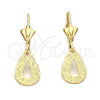 Oro Laminado Dangle Earring, Gold Filled Style Teardrop Design, Matte Finish, Golden Finish, 5.086.009