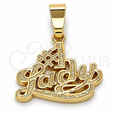 Oro Laminado Fancy Pendant, Gold Filled Style Diamond Cutting Finish, Golden Finish, 5.181.026