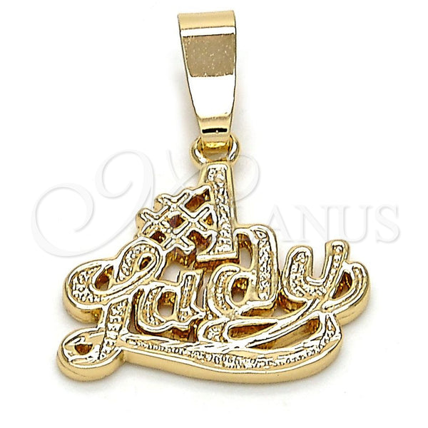 Oro Laminado Fancy Pendant, Gold Filled Style Diamond Cutting Finish, Golden Finish, 5.181.026