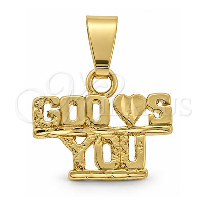 Oro Laminado Fancy Pendant, Gold Filled Style Heart Design, Polished, Golden Finish, 5.181.002