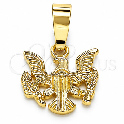 Oro Laminado Fancy Pendant, Gold Filled Style Angel Design, Diamond Cutting Finish, Golden Finish, 5.182.035