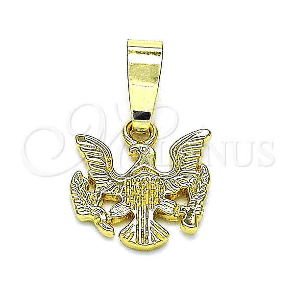 Oro Laminado Fancy Pendant, Gold Filled Style Angel Design, Diamond Cutting Finish, Golden Finish, 5.182.035