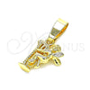 Oro Laminado Religious Pendant, Gold Filled Style Angel Design, Diamond Cutting Finish, Golden Finish, 5.182.034