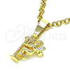 Oro Laminado Religious Pendant, Gold Filled Style Angel Design, Diamond Cutting Finish, Golden Finish, 5.182.034