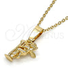 Oro Laminado Religious Pendant, Gold Filled Style Angel Design, Diamond Cutting Finish, Golden Finish, 5.182.034