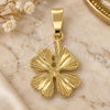 Oro Laminado Fancy Pendant, Gold Filled Style Flower Design, Diamond Cutting Finish, Golden Finish, 5.183.048