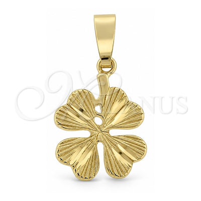 Oro Laminado Fancy Pendant, Gold Filled Style Flower Design, Diamond Cutting Finish, Golden Finish, 5.183.048