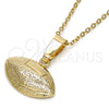 Oro Laminado Fancy Pendant, Gold Filled Style Ball Design, Diamond Cutting Finish, Golden Finish, 5.183.043