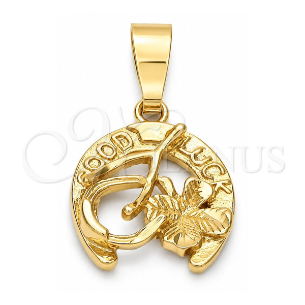 Oro Laminado Fancy Pendant, Gold Filled Style Diamond Cutting Finish, Golden Finish, 5.183.041