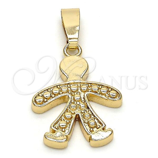 Oro Laminado Fancy Pendant, Gold Filled Style Diamond Cutting Finish, Golden Finish, 5.183.023