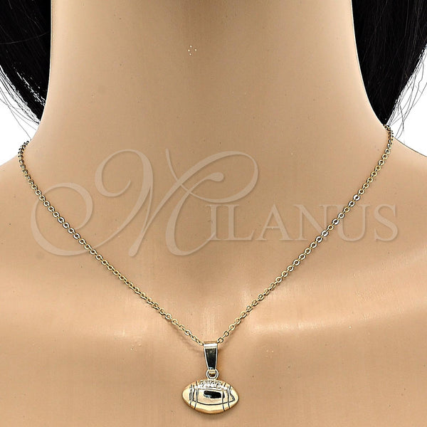 Oro Laminado Fancy Pendant, Gold Filled Style Ball Design, Diamond Cutting Finish, Golden Finish, 5.183.038