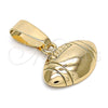 Oro Laminado Fancy Pendant, Gold Filled Style Ball Design, Diamond Cutting Finish, Golden Finish, 5.183.038