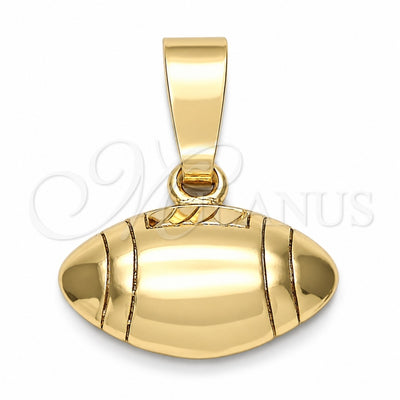 Oro Laminado Fancy Pendant, Gold Filled Style Ball Design, Diamond Cutting Finish, Golden Finish, 5.183.038