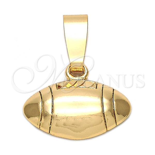 Oro Laminado Fancy Pendant, Gold Filled Style Ball Design, Diamond Cutting Finish, Golden Finish, 5.183.038