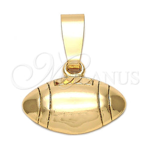 Oro Laminado Fancy Pendant, Gold Filled Style Ball Design, Diamond Cutting Finish, Golden Finish, 5.183.038