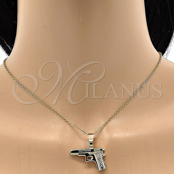 Oro Laminado Fancy Pendant, Gold Filled Style Diamond Cutting Finish, Golden Finish, 5.183.040