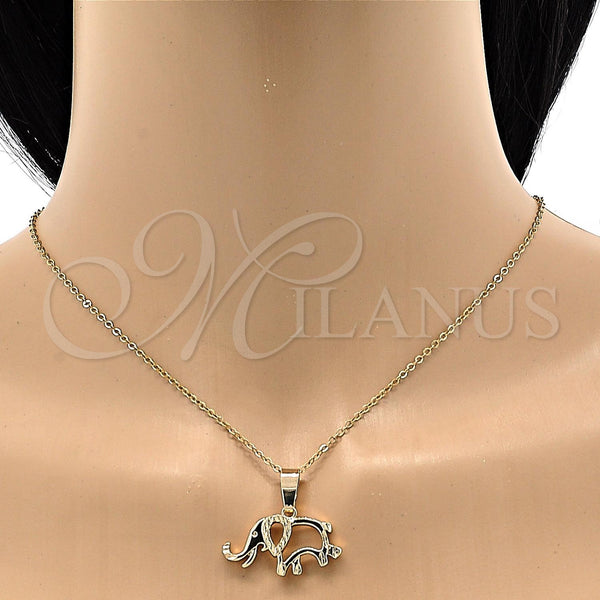Oro Laminado Fancy Pendant, Gold Filled Style Elephant Design, Polished, Golden Finish, 5.183.018