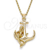 Oro Laminado Fancy Pendant, Gold Filled Style Anchor Design, Polished, Golden Finish, 5.187.029