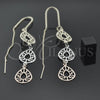 Oro Laminado Long Earring, Gold Filled Style Greek Key Design, Polished, Tricolor, 5.119.004