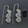 Oro Laminado Threader Earring, Gold Filled Style Diamond Cutting Finish, Tricolor, 5.118.004