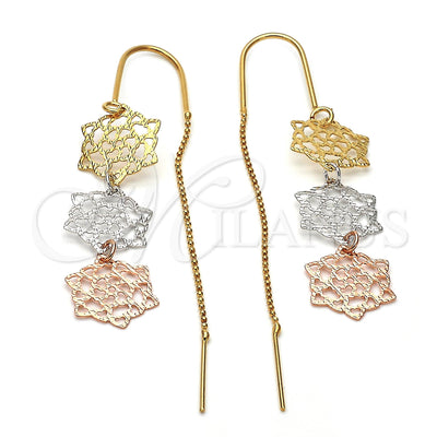 Oro Laminado Threader Earring, Gold Filled Style Star Design, Polished, Tricolor, 5.095.004 for wholesale, main product view