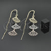 Oro Laminado Threader Earring, Gold Filled Style Shell Design, Diamond Cutting Finish, Tricolor, 5.095.002