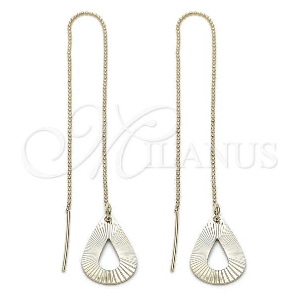 Oro Laminado Threader Earring, Gold Filled Style Teardrop Design, Polished, Golden Finish, 5.114.001