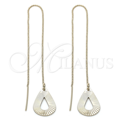Oro Laminado Threader Earring, Gold Filled Style Teardrop Design, Polished, Golden Finish, 5.114.001
