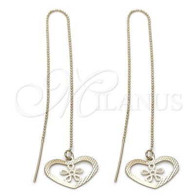 Oro Laminado Threader Earring, Gold Filled Style Heart Design, Polished, Golden Finish, 5.119.012 for wholesale, main product view