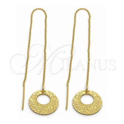 Oro Laminado Threader Earring, Gold Filled Style Diamond Cutting Finish, Golden Finish, 5.113.004