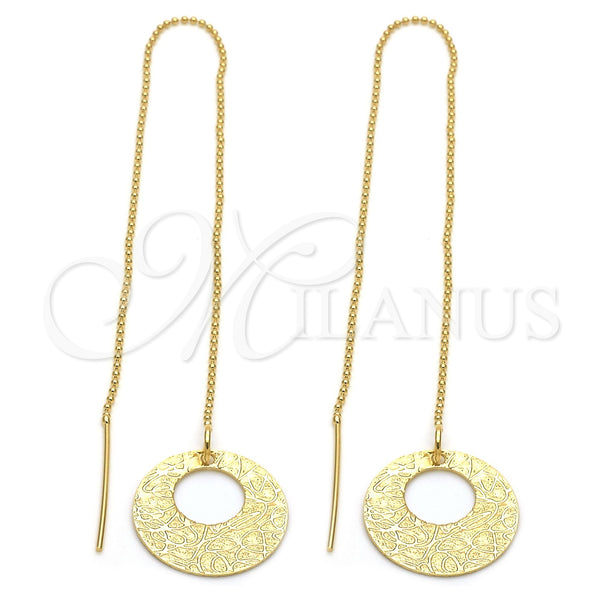 Oro Laminado Threader Earring, Gold Filled Style Diamond Cutting Finish, Golden Finish, 5.113.004