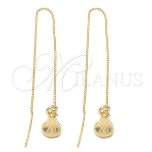 Oro Laminado Threader Earring, Gold Filled Style Pear Design, Polished, Golden Finish, 5.113.008