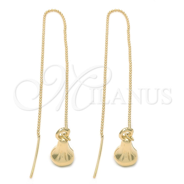Oro Laminado Threader Earring, Gold Filled Style Pear Design, Polished, Golden Finish, 5.113.008