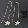 Oro Laminado Threader Earring, Gold Filled Style Leaf Design, Polished, Golden Finish, 5.114.004