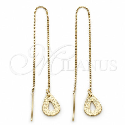 Oro Laminado Threader Earring, Gold Filled Style Teardrop Design, Polished, Golden Finish, 5.117.012