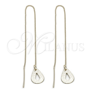 Oro Laminado Threader Earring, Gold Filled Style Teardrop Design, Polished, Golden Finish, 5.117.012