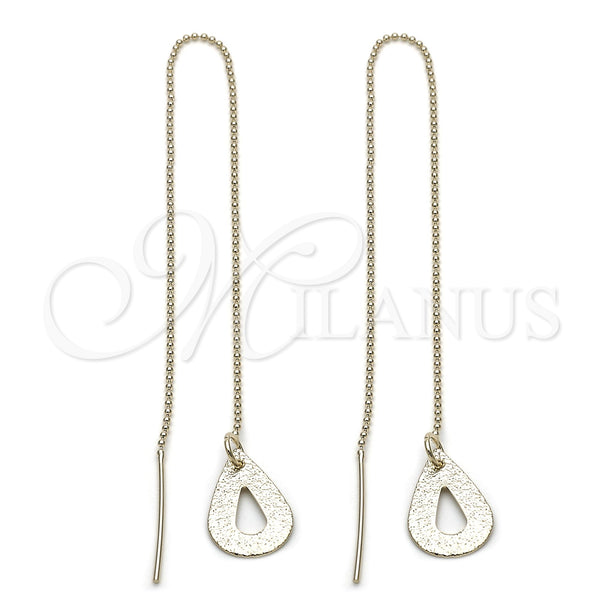 Oro Laminado Threader Earring, Gold Filled Style Teardrop Design, Polished, Golden Finish, 5.117.012