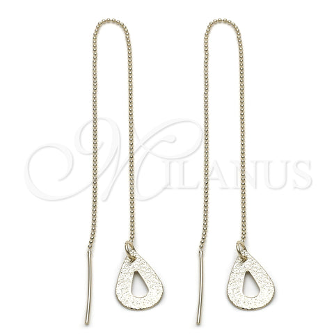 Oro Laminado Threader Earring, Gold Filled Style Teardrop Design, Polished, Golden Finish, 5.117.012