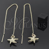 Oro Laminado Threader Earring, Gold Filled Style Star Design, Diamond Cutting Finish, Golden Finish, 5.116.004