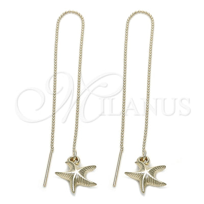Oro Laminado Threader Earring, Gold Filled Style Star Design, Diamond Cutting Finish, Golden Finish, 5.116.004 for wholesale, main product view