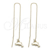 Oro Laminado Threader Earring, Gold Filled Style Dolphin Design, Polished, Golden Finish, 5.122.015