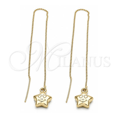 Oro Laminado Threader Earring, Gold Filled Style Star Design, Polished, Golden Finish, 5.114.008