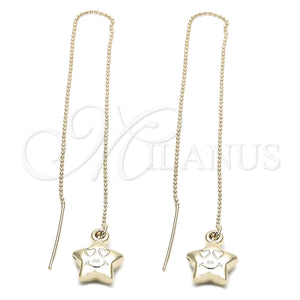 Oro Laminado Threader Earring, Gold Filled Style Star Design, Polished, Golden Finish, 5.114.008