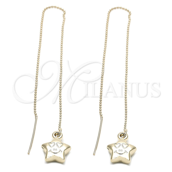 Oro Laminado Threader Earring, Gold Filled Style Star Design, Polished, Golden Finish, 5.114.008